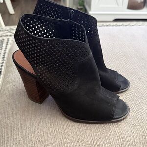 Lucky Brand Black Peep-Toe Heeled Boots
